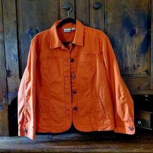 Chico's Orange Lightweight Shirt Jacket Vibrant Cotton Blend